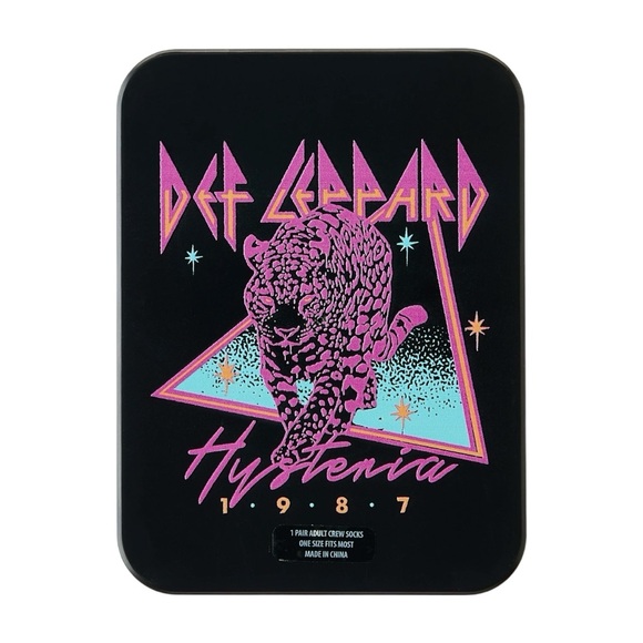 Def Leppard Pink and Cream Unisex Socks in a Collectible Tin - Picture 2 of 5